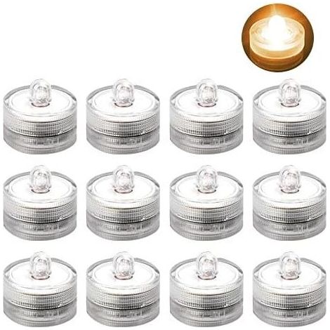12pcs sans Flamme Bougie Lampes Veilleuse Submersible étanche Mariage Thé Bougie Lampe à Piles LED Lumières pour Mariage Cadeau d'anniversaire Jaune (1/5)