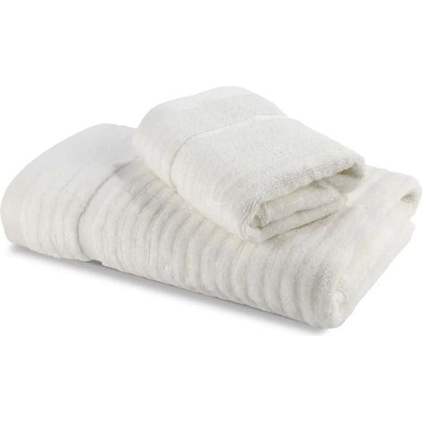 Caleffi Stripe Asciugamano con Ospite, Cotone , Panna, Standard, 73856 (1/2)