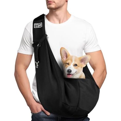 Sac à dos réglable chien/chat, mains libres, pour petits chiens/chat jusqu'à 7,5 kg, extérieur, voyage, métro (Noir)