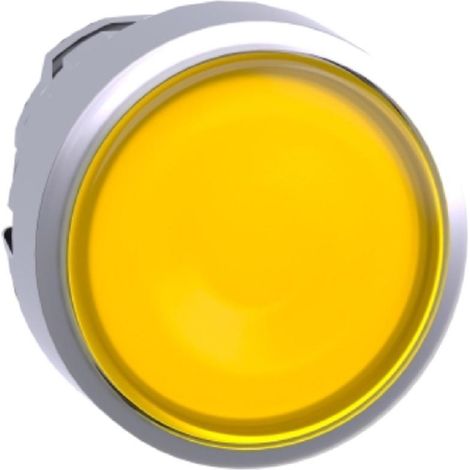 Schneider testa pulsante luminoso giallo led ghiera in metallo zb5aw353 (1/2)