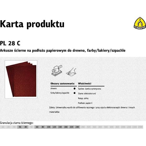 ARKUSZ ŚCIERNY PAPIER PL28C GRANULACJA 220 230280MM 269239 - 50,0 SZT - P1 220