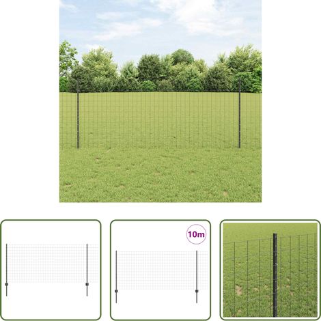 vidaXL Terrassenzaun - Zaun mit Pfosten Grau 1 x 10 m Stahl (1/5)