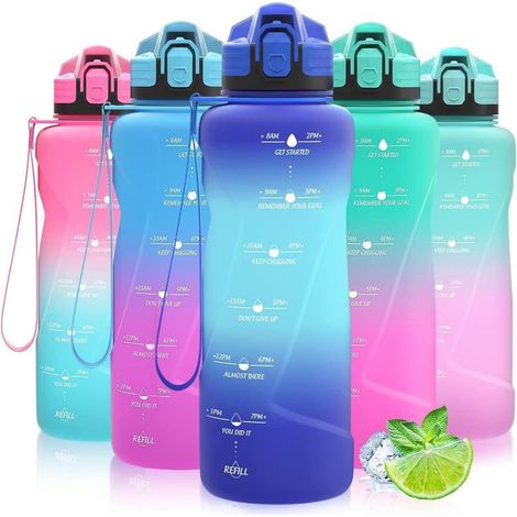 Trinkflasche 1,5L mit Zeitmarkierung, auslaufsicher, BPA-frei, Tritan, für Kinder & Erwachsene (1/5)