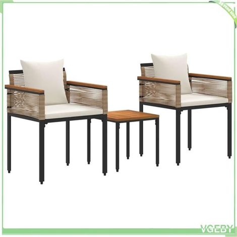 Ensemble de meubles d'extérieur - FAFEICY - 42025234 - Beige et blanc crème - Rotin PE - Coussins 3D déhoussables (1/5)