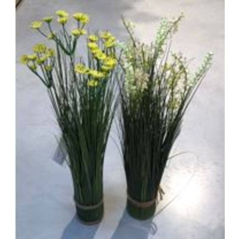 Un bouquet de fleurs sauvages artificielles, blanches à tiges vertes (1/4)