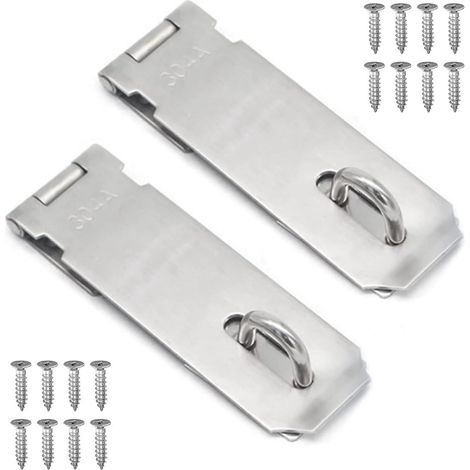 CSPARKV - 2 cierres de seguridad para candado de acero, color plateado, 128 mm, con tornillos, para puerta de armario