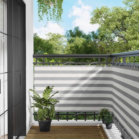 vidaXL Balcony Screen Light Grey and White 90 x 600 cm Oxford Fabric