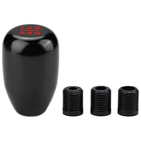 Pomello del cambio per auto manuale a 5/6 velocità universale, con 3 adattatori, accessori per auto, lega di metallo (5 velocità, nero) (1/5)
