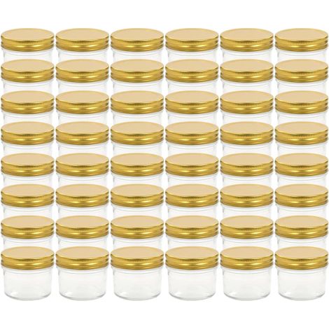 48 pcs Pots à confiture avec couvercle doré Verre 110 ml CFW17779 (1/5)