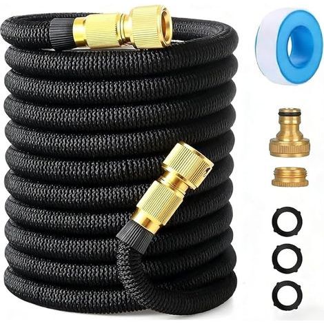 Tuyau d'arrosage extensible professionnel de 60 m avec raccords en laiton de 1,2 cm à 1,9 cm, tuyau d'arrosage étanche pour animaux domestiques et de voiture, nettoyage, arrosage de pelouse