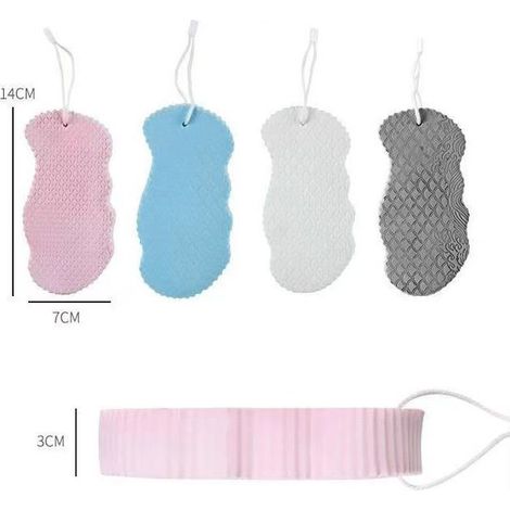 Eponge de bain 3D pour bébé - motif écailles de poisson, rose/bleu/gris/blanc, 1473cm, 4pcs (1/4)