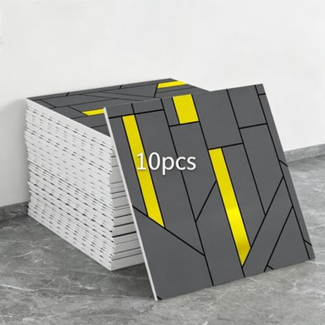 Juego de 10 papeles pintados autoadhesivos con efecto madera (efecto azulejo, dimensiones: 30 x 30 x 0,2 cm) (1/5)