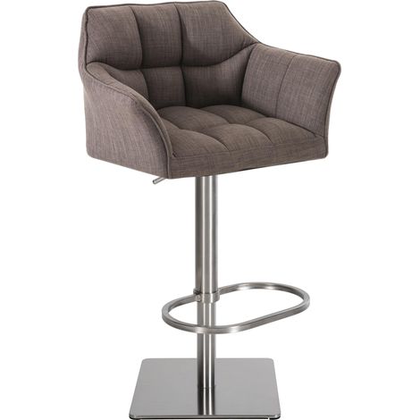Sgabello da bar regolabile x1 in tessuto grigio con seduta avvolgente imbottita e base quadrata in acciaio inox 100006421