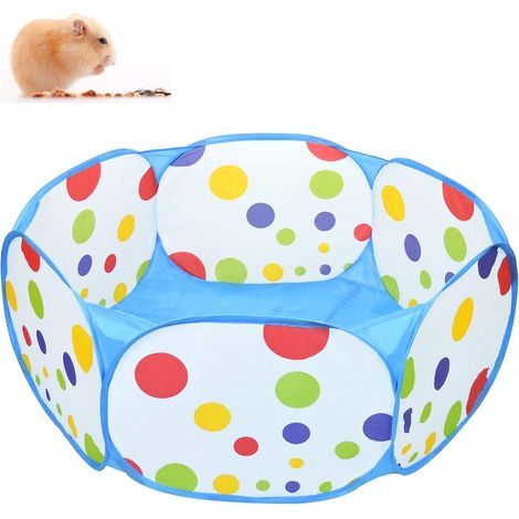Small Animal Playpen, Foldable Fence 100x100x38cm, Portable Blue Polyester Enclosure for Rabbit, Guinea Pig, Outdoor (1/5)