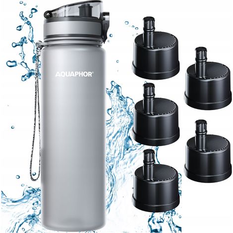 Aquaphor City Filterflasche 800 ml Grau + 5 Filterkartuschen (1/5)