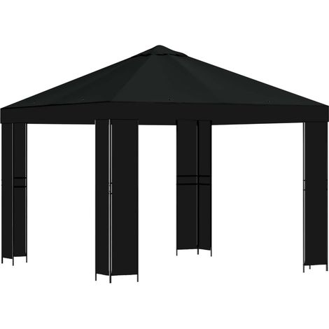 Cenador 3 x 3 m Negro Poliéster y Acero 190 gsm vidaXL