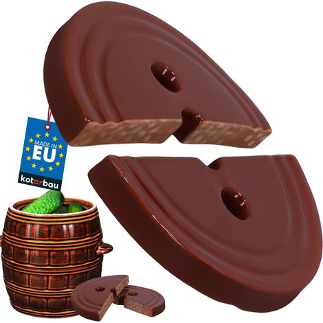 KOTARBAU® Poids de Fermentation Choucroute Ø 21 cm pour Pot de Fermentation Poids de Lestage en 2 Pièces pour Pot à Choucroute et Rhum - en Grès - Marron (1/5)