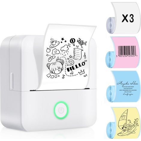 Imprimante Thermique Bluetooth,Mini imprimante Rouleaux Personnalisés de 6 Étiquettes Autocollantes, Adaptés pour L'école et Le Milieu Professionnel (1/5)
