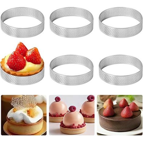 Moldes para hornear - Juego de 6 piezas - 6 cm - Acero inoxidable - Moldes para postres - Ideales para hacer tartas, pasteles y galletas. (1/5)