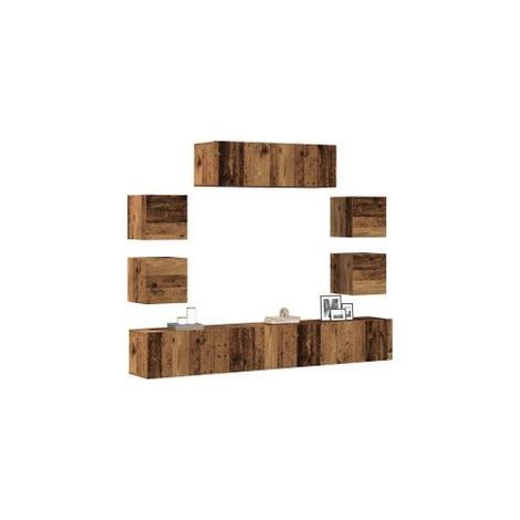 Ensemble de meuble TV mural 7 pcs vieux bois bois d'ingénierie (1/5)