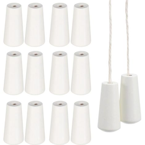 Lot de 12 pampilles blanches pour stores vénitiens en bois, avec cordon et embouts. (1/3)