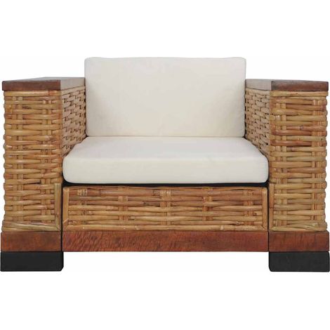 Fauteuil de Salon，Chaise，Fauteuil avec coussins Marron Rotin naturel CFW557382 (1/5)