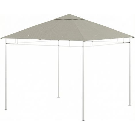 Toile de rechange pour pavillon tonnelle tente toit de remplacement gazebo de jardin polyester 180 g/m² 3 x 3 m gris (1/5)