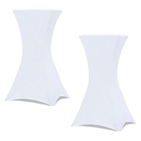 LAN Lot de 2 housses blanches pour table haute pliante 110 CM (1/4)