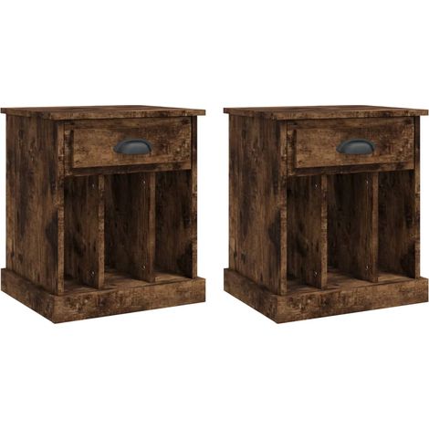 Set di 2 comodini con cassetto e 3 scomparti 43 x 36 x 50 cm MDF marrone DEC035139