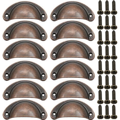 AGE Poignée Coquille Poignee de Meuble Vintage 12 Pièces, bronze rouge (1/5)