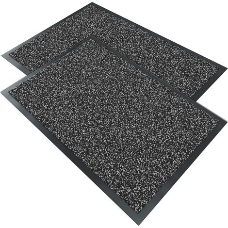Lot de 2 Tapis de Porte Paillasson d'Entrée Intérieur et Extérieur Tapis d’entrée Imperméable Lavable Tapis Antidérapant et Anti-Poussière 40x60cm Anthracite Foncé (1/5)