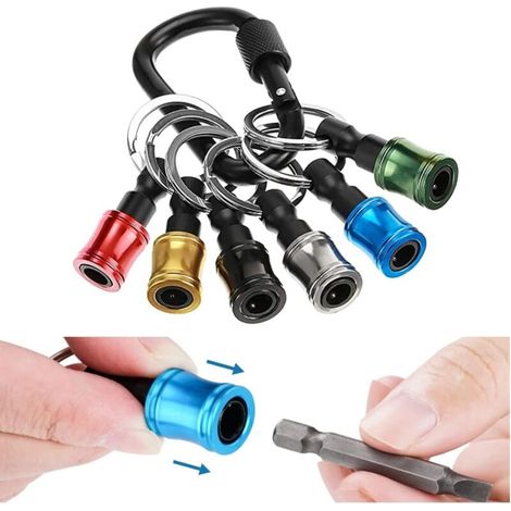 Porte-embouts de perçage, rallonge porte-clés à tige hexagonale de 1/4 pouce, ensemble de 12 porte-embouts de tournevis magnétiques rotatifs en alliage d'aluminium (1/5)