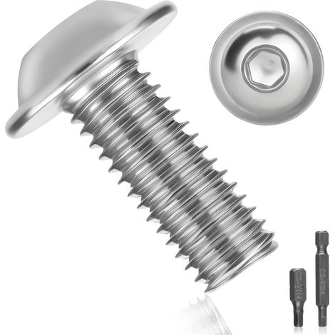 15 Pièces Boulon Inox M8x25mm Vis à Tête Poelier Bombée Avec Bride et Six Pans Creux A2 V2A - Vis à Métaux Bouton à Tête Hexagonale en Acier Inoxydable pour Génie Mécanique (1/5)