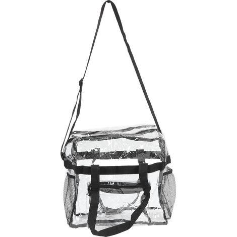 Sac à main transparent grande capacité, résistant au froid, en PVC, noir, idéal pour les voyages et le shopping. (1/5)