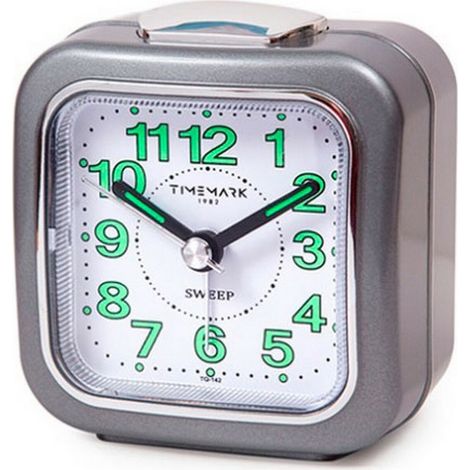 Orologio-Sveglia Analogico Timemark Grigio Silenzioso con suono Modalità notte (7.5 x 8 x 4.5 cm)