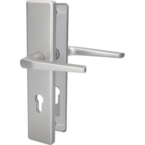 Alpertec Schutzbeschlag Tira Drücker/Drücker Aluminium silber 92 mm Türbeschläge