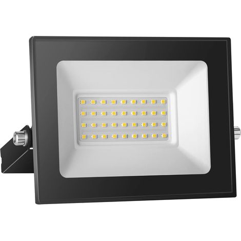 1 projecteur led extérieur, 30 w, 3000 lm, 6000 k, ip65, angle de faisceau 120°, pour jardin, garage et cour (1/5)