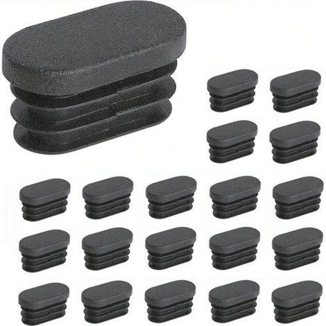 100 embouts ovales en plastique de 15 x 30 mm pour pieds de meubles et de chaises, bouchons pour tubes ovales. (1/3)