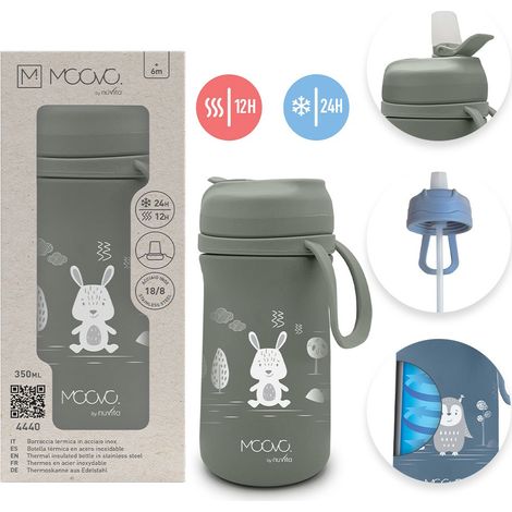 Thermosflasche mit Trinkverschluss für Kinder, Salbeigrün, 350 ml, nuvita (1/4)