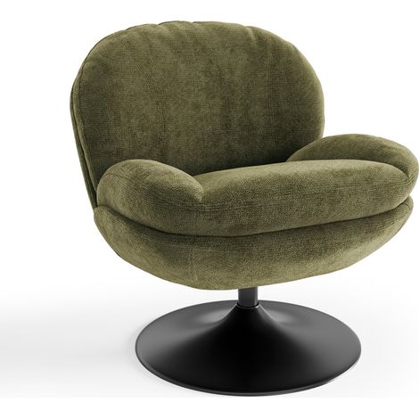 Fauteuil pivotant en velours bouclé vert vintage ASPEN (1/5)