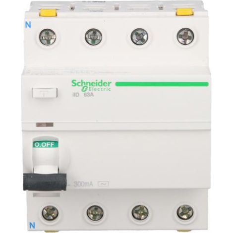 Interruptor diferencial de 4 polos, 63 A, 0,3 A, tipo CA, ID A9Z14463