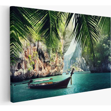 Tableau toile - Paradisiaque Bateau de plage Thaïlande (1/2)