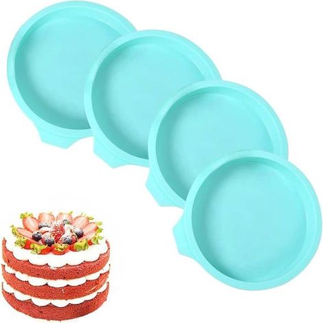 Dailygoody – Runde Kuchenform – Backformen – Schichtkuchenformen – Grün – Silikon-Backformen – Ideal für Kuchen und Seife – 4 Stück (1/5)