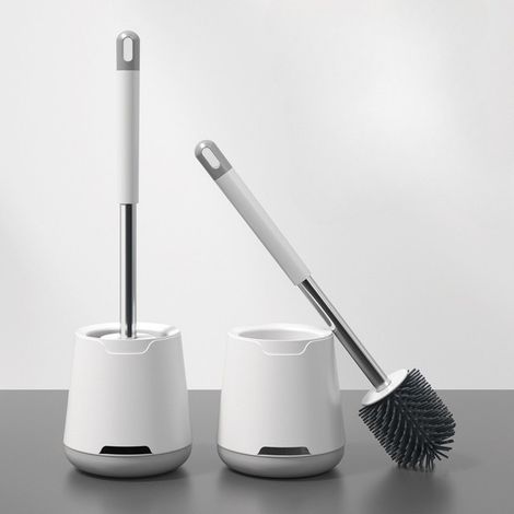 Brosse WC avec support - Brosse WC - Brosse WC - Brosse WC avec support - Brosse WC à séchage rapide - Brosse WC hygiénique et antibactérienne - Support pour brosse WC - Blanc (1/5)