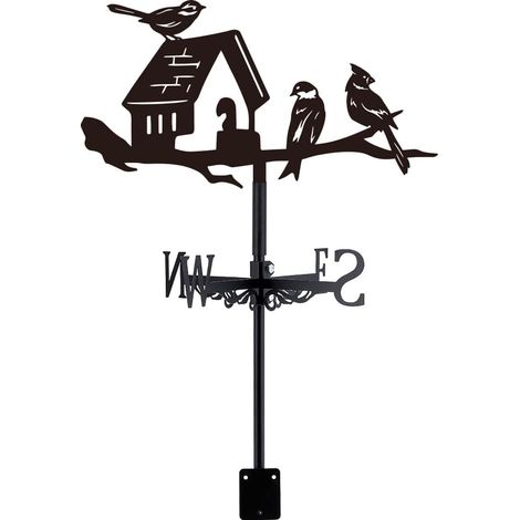 Outdoor Garden Weather Vane Birds House Roof Weathervane for Garden Farm Decorative Indicator Outdoor Iron Metal Weathervanes Yard (1/5)