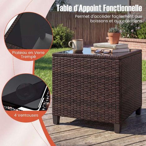 3-Piece Rattan Patio Set with Orange Cushions (1/5)