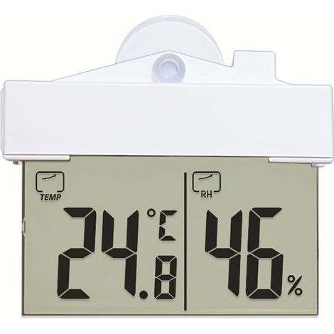 Thermomètre-hygromètre numérique intérieur/extérieur avec écran LCD, thermomètre à ventouse sans fil, fonctionne sur piles, pour le salon et la salle de bain (1/4)