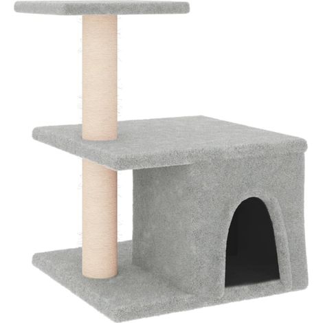 Tiragraffi per gatti Mobili per arrampicata su torre Tiragraffi Piattaforma da arrampicata con tiragraffi in sisal leggero 48 cm grigio 020022606