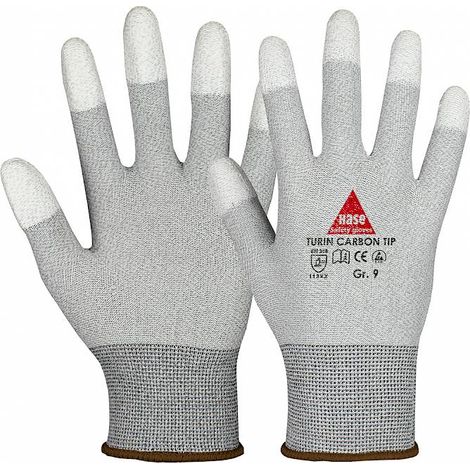 Hase Turin Carbon Tip (Esd) Montagehandschuh aus Nylon-/Carbonfeinstrick Größe 6 10 Stk