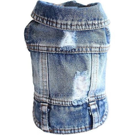 Chaqueta vaquera para perro, camiseta vaquera azul para cachorro, ropa para perro lavable a máquina. (1/5)